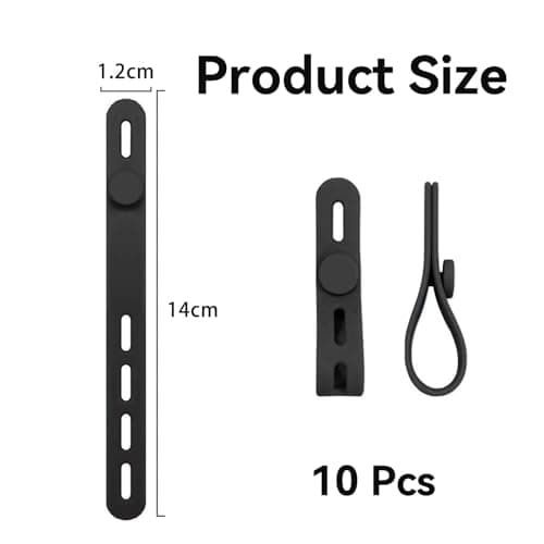 10 Pcs Silicone Cable Ties,Black Reusable Rubber Small Cable Zip Ties Tidy — view 2