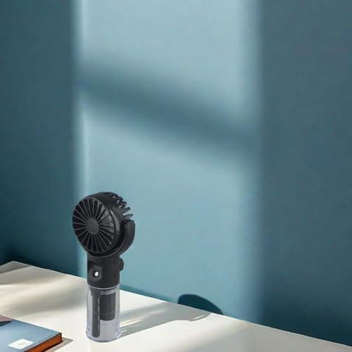 Rechargeable Handheld Misting Fan with 4 Speeds, USB-C Portable for mini Spray Fans with Water Bottle, Quiet Personal Desk Fan for Kids Students Travel(Black) — view 6