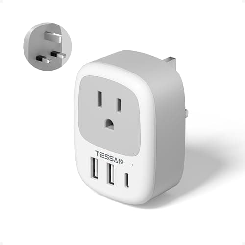 TESSAN US to UK Plug Adapter with USB, 4 in 1 American to UK Travel Adapter