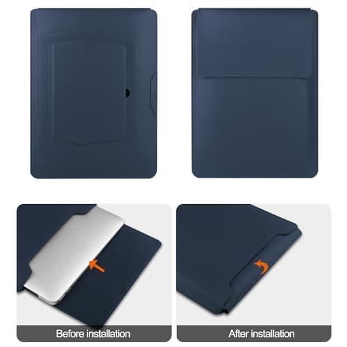 HoYiXi 13.3'' /13.6'' Laptop Sleeve Case Leather Bag with Stand Compatible with MacBook Pro 14/MacBook Air 13(M1 M2)/ASUS Vivobook 14/Dell XPS 13/ASUS Acer Matebook 14'' laptop case,Blue — view 2