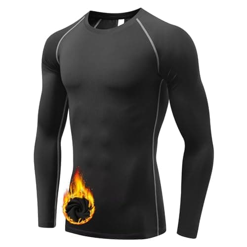 Sillictor Mens Thermal Top Long Sleeve Quick Dry Cycling Running Base Layer Mens Ski Underlayer Fleece Compression Sports Hiking Football Training T Shirts High Wicking Muscle Support 3235 Black S