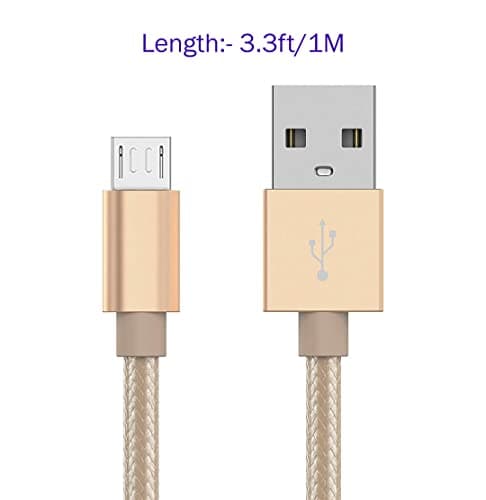 KP TECHNOLOGY [3.3ft/1m Charger Cable for Huawei P Smart 2020 / P Smart 2019 / Huawei Y7 / Y7p / Y6 / Y6p / Y6s / Y5 / Y5p / Y5 Prime / Y9 / Y8s / Y3 / Enjoy 9s / Honor 7S / 8S Micro USB (GOLD) — view 2