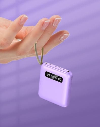Portable Charger Power Bank 20000mah Display Power Bank, Fast Charging, Fast Mobile Phone Charging, 4 Cord Mobile Power (purple) — view 6