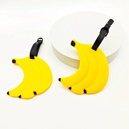 Cute Silicone Luggage Tag for Women Men Funny Fruit Travel Bag Tags Identifier Suitcase Label Personalized Luggage Tags, Banana B — view 2