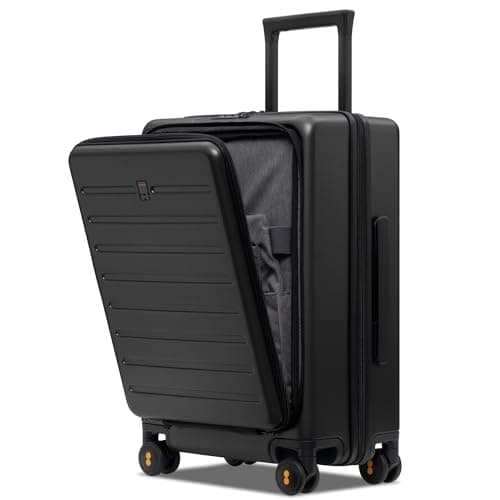 LEVEL8 Carry on Suitcase 20 Inch, Travel Suitcase Cabin Luggage with Laptop Compartment, PC Hardside 4 Spinner Wheels Silent with TSA for Business(54.5CM, 38L,Black)