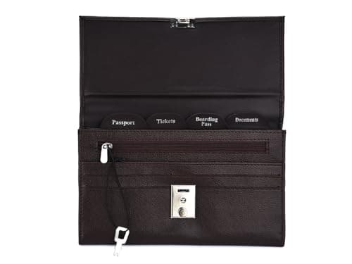 AR BRAND EST. 2021 Travel Document Wallet Organiser with Lock for Passport (Dark Brown) — view 6
