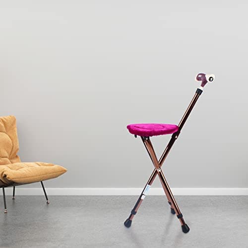 Folding Chair with Walking Stick,Walking Cane 2-In-1 Foldable Walking Stick with Seat, Lightweight and Adjustable for Elderly and Mobility Support with Led Night Light for Indoor and Outdoor Use — view 3