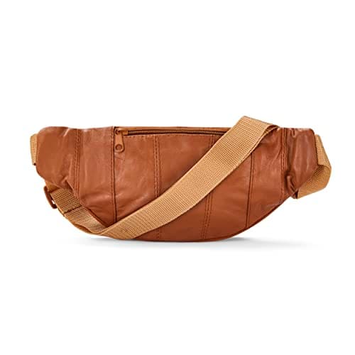 Woodland Leathers Genuine Leather Bum Bag Belt Bag for Women and Men, Tan — view 4