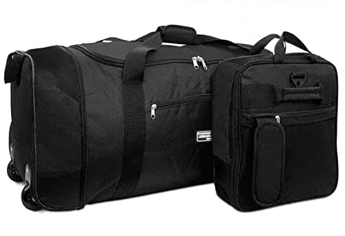 32 Inch Large Folding Wheeled Travel Sports Cargo Holdall Duffle Bag (Black)