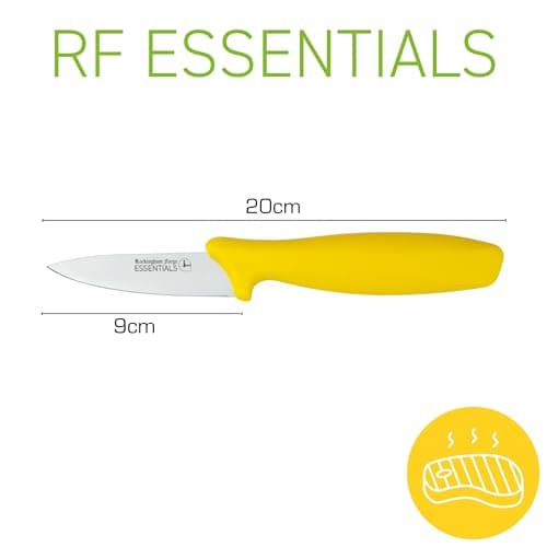 Rockingham Forge Essentials Yellow Handle Paring Knife 9cm for Cooked Meats - Coloured Knives for Food Hygiene, Allergen and Intolerance Food Preparation- Colour Coded Stainless Steel Kitchen Knives — view 2