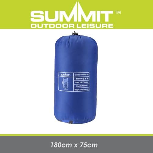 VFM e-Store - Envelope Sleeping Bag Single Stylish, Warm, Easy To Pack Camp Bag Outdoors Camping Hiking Holidays Festivals Travel - Blue Envelope — view 2