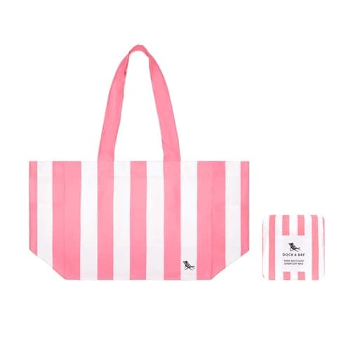 Dock & Bay Everyday Beach Tote Bag - Reusable Beach Handbag & Shopping Carrier - Cabana - Malibu Pink