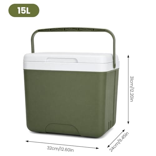 Portable Insulated Cooler Box, 15L, Green, Cold and Hot Dual-Purpose, with Ice Pack, for Camping, Fishing, and Beverage Refrigeration — view 4