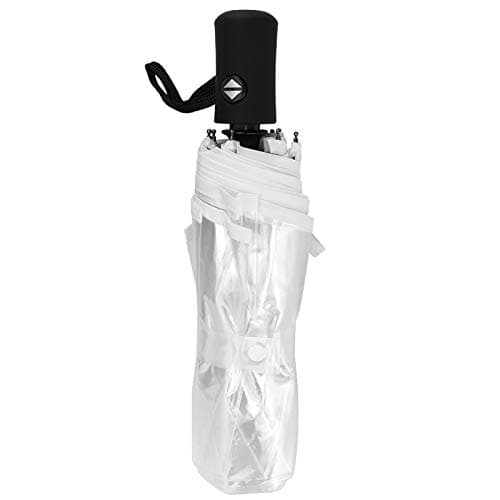 Tiiyee Clear Auto Umbrella, Windproof Transparent Folding, Compact Travel
