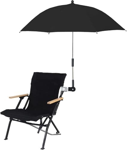 KEEMEN Chair Umbrella with Clamp Portable Clip on Umbrella for Beach Chairs Outdoor Patio Stroller Wheelchairs Golf Carts(Black)