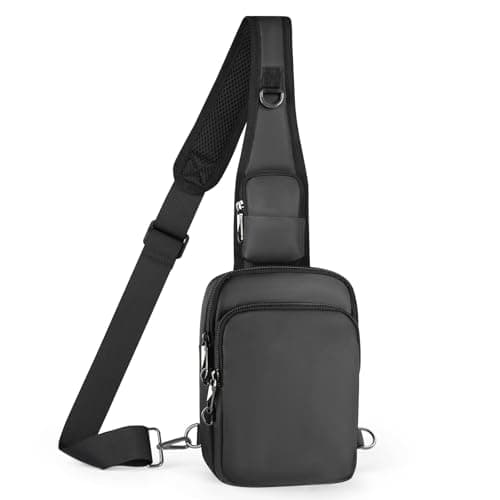 BROADREAM Small Sling Cross Body Chest Bag Shoulder Bags for Men Women,Water Resistant Crossbody Man Bag with Zipper Lock & RFID Blocking