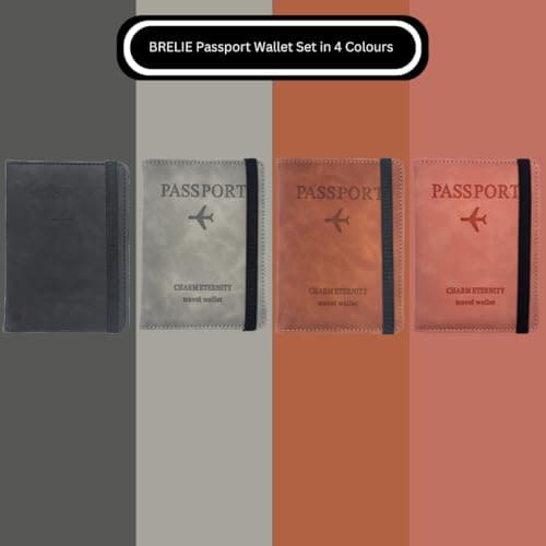 BRELIE RFID Blocking Passport Holder with Elastic Strap Closure – Charm Eternity (Brown) Vegan Leather Passport Protector Cover, Passport Case Travel Document Holder for Women & Men (Black) — view 4