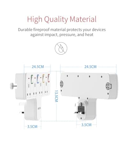 Mscien Plug Extension Socket, Multi Plug Adaptor 4 Way with Individual Switches, Adapter plug UK Turn 1 into 4, Wall Socket Plug Extender without Cable — view 5