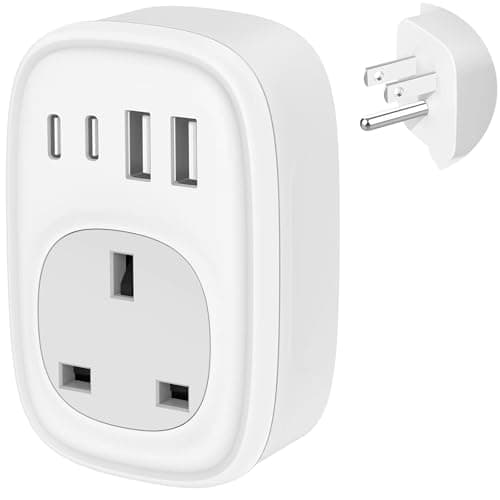 UK to US Plug Adaptor - UK to US Plug Adapter 40W USA Travel Adapter for American Canada Thailand Mexico Colombia 4 in 1 USBC Fast Charger with USB C Port for Phone Pad (Type B) Tusreda