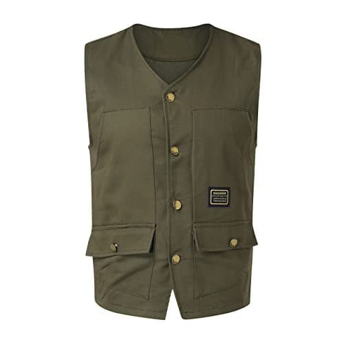 Men's Summer Tooling Vest with Multi-Pockets, Lightweight Breathable Fabric for Outdoor Work, Foldable Design for Easy Carry, S-3XL (Green, XXL) — view 3