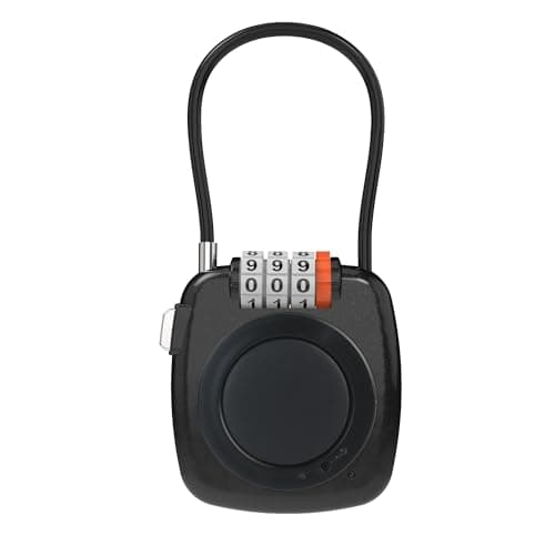 [Apple MFi Certified] iOS Tracker Tag & Holder with Combination Lock, Compatible with Apple Find My AirTag, Air Tag Holder Luggage Lock, for Backpack, Bag, Suitcase (Black + Black Tracker)