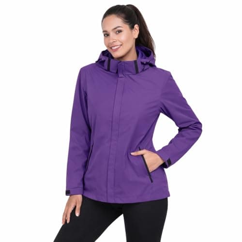 Blu Apparel Ladies Waterproof Jacket Womens Rain Coat Rain Jackets for Women Windproof Breathable Mesh Lined (UK, Numeric, 14, Regular, Regular, Purple)
