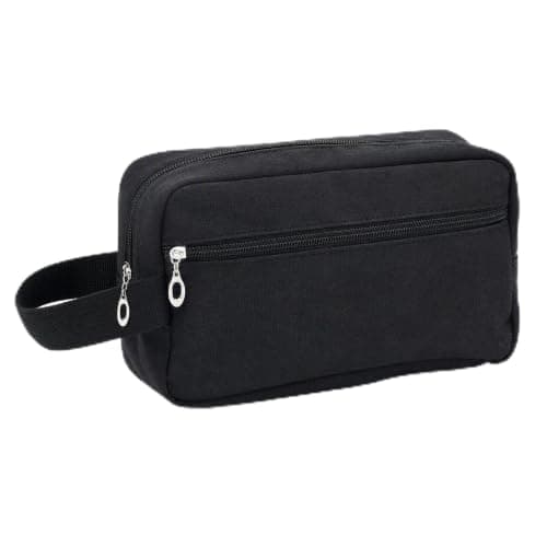 Travel Toiletry Bag for Men Large Portable Wash Bag Water-Resistant Gym Shaving Organiser Tool Bag Shower Bathroom Makeup Bag with Handle Dopp Kit for Travel Essentials Cosmetics Brushes, Black