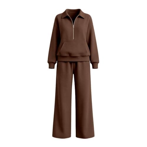 Nuaoxyeu Tracksuit Womens Full Set 2 Piece Lounge Wear Sets Half Zip Up — view 3