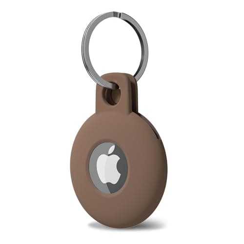 Svanove for Airtag Keychain Airtag Holder Key Ring, Siliocne Airtag Case Air Tag Cover, Cute Airtag Accessories for Kid, Luggage, Cat Dog Collar, Car, Compatible with Apple Airtag 2021, Brown Fall