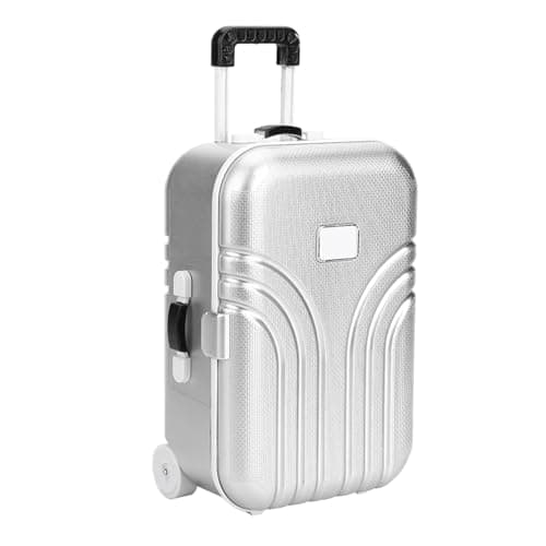 FILFEEL Baby Suitcase Toy, Childs Suitcase, Mini Luggage Box, Cute Plastic Rolling Suitcase Silver