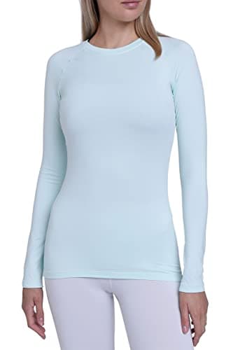 TCA Super Thermal Long Sleeve Women Running, Ski Base Layer - Compression Shirts Woman, Workout Tops for Women - Bay, L