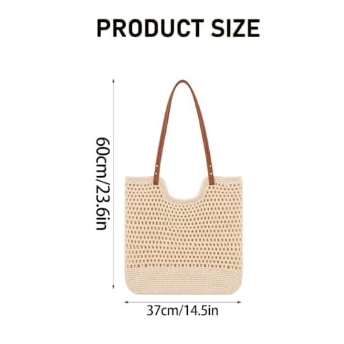 Elovara Womens Straw Beach Bag Large Crochet Tote Bag with Magnetic Clasp — view 3