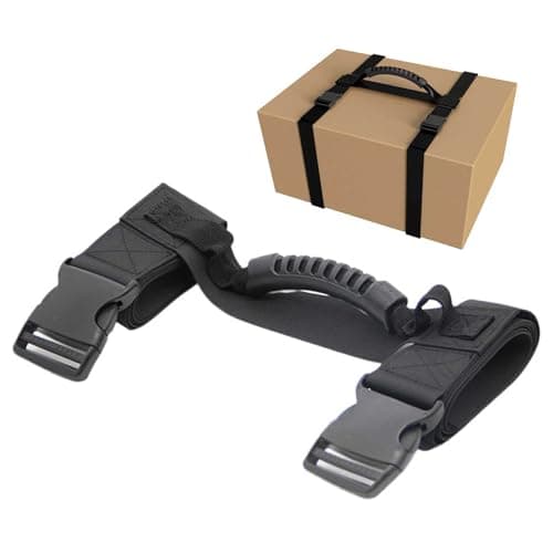 Carrying Strap with Handle, 206cm Adjustable Moving Strap for Lifting Heavy Boxes, Luggage, Groceries and Storage Totes, H Style Handheld Belt for Safe and Easy Moving (Black)