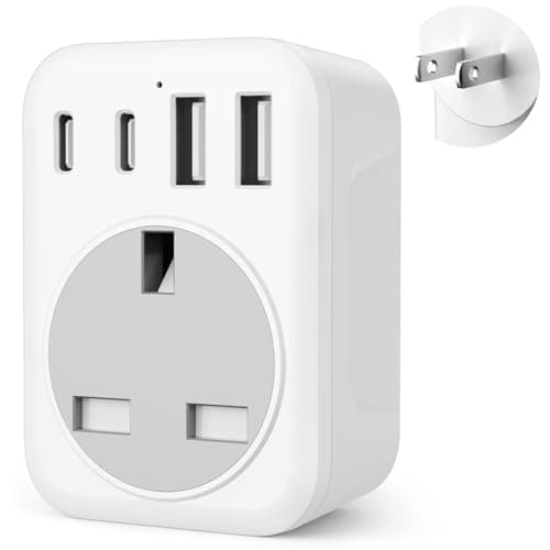 5 IN 1 UK to Japan Plug Adapter,Japan Travel Adapter with 2 USB C and 2 USB A Ports, 1 AC Outlet, 100V-240V, Type A Travel Adapter for USA, China, Mexico, Canada