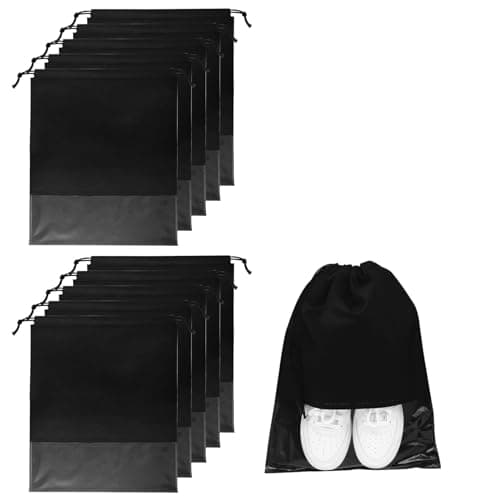 GAOHAN 10 Pcs Travel Shoe Bag,Shoe Bags,Non-Woven Shoes Storage Bags,Black