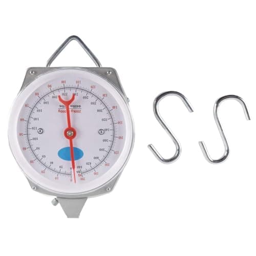Ausi Hanging Scale, Portable Weighing Scale with Hooks, Heavy Duty Spring Scales, 200kg/440lbs, Grey