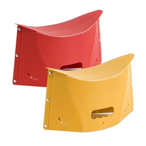 xtemtoamz Articoli 2 Multifunctional Folding Toilet Stool Squatty Potty Portable Step for Home Bathroom, Foldable Can Be Used as Storage Bag, Red and Yellow