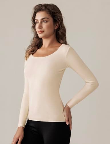 Harlamvar Plus Size Womens Fleece Lined Base Layer Winter Underwear Shirt — view 2
