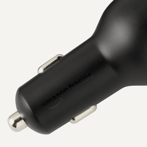 Amazon Basics Fast-Charging Car Charger for Phone and Tablet, 1 USB-C+1 USB-A +1 Built-in 1.5m Coiled Cable USB-C, 60w, Black — view 3