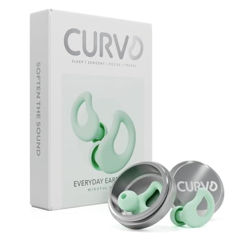 CURVD Everyday Earplugs – Ultra Soft, Customizable Sleep, Travel, Sensitivity, Noise Protection, for Sound Canceling Isolation, up to -30dB Reduction, NRR 15, Reusable and Sustainable (Mint)