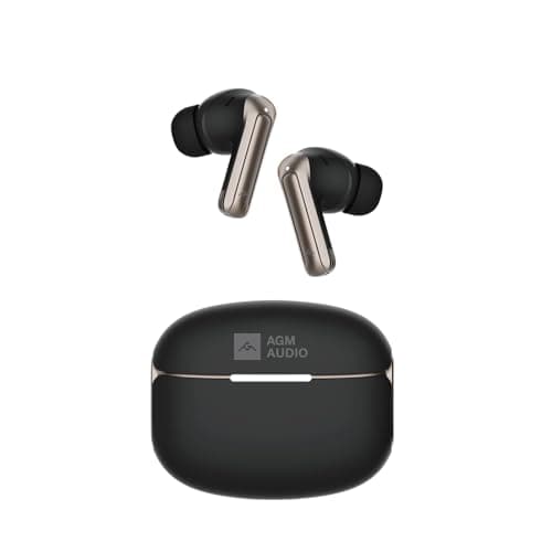 AGM Buds 8 True Wireless Earbuds Bluetooth 5.4 Headphone: Powerful Bass, ENC/ANC Noise Cancelling, Immersive Sound, TWS, 40H Playtime, Comfort Fit for Workouts Music Call (Black)