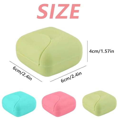 2 Pcs Travel Soap Box Small Size Square Sealed Portable Soap Dish Candy Color Soap Case Container With Lid for Home Outdoor Gym Camping Hiking (Blue+Green) — view 2