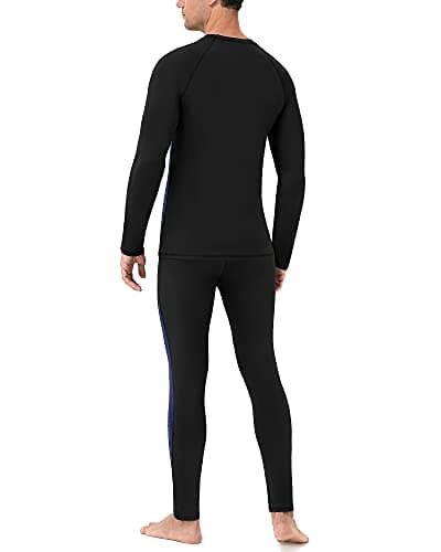 Roadbox Mens Thermal Underwear Fleece Lined Long Sleeve Tops & Tights Compression Running Base Layer for Gym Golf Training — view 2