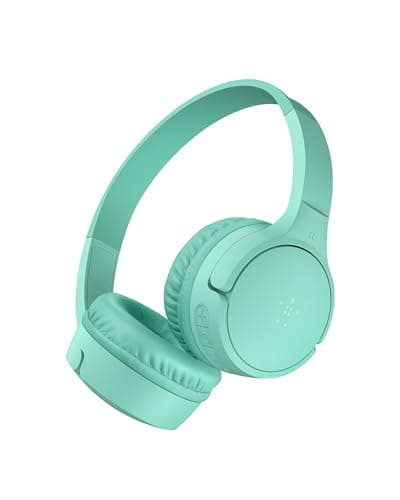 Belkin SoundForm Mini Kids Wireless Headphones with Built-In Microphone, 30H of Playback Time, & Fun Stickers - Over-Ear Headsets for Online Learning, School, Travel, iPhone, iPad, Galaxy - Mint