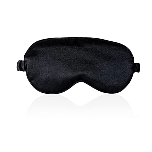 Sleep Mask 100% Mulberry Silk Eye Mask, Blinder for Total Blackout & Zero Pressure,Eye Mask for Sleeping with Travel Pouch & 2 Ear Plugs for Side Sleepers, Men & Women(Black)