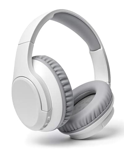 Grstltd BT06 Wireless Headphones Over Ear, Bluetooth Headphones with Mic, Hi-Fi Stereo Sound, Bluetooth 5.3, Foldable Design, Wireless & Wired Headphones for Travel/Office/Home (White)