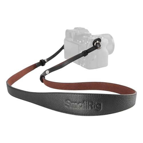 SMALLRIG Universal Leather Camera Shoulder Strap for DSLR Camera, Adjustable 100 to 110cm (39 to 43in), Max Load 10kg (22lb), Ergonomic Shoulder Support for Travel/Vlogging (Black) - 5208