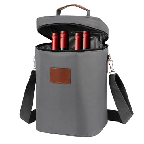 4 Bottles Insulated Wine Cooler Bag,Leakproof Padded Wine Tote Carrier