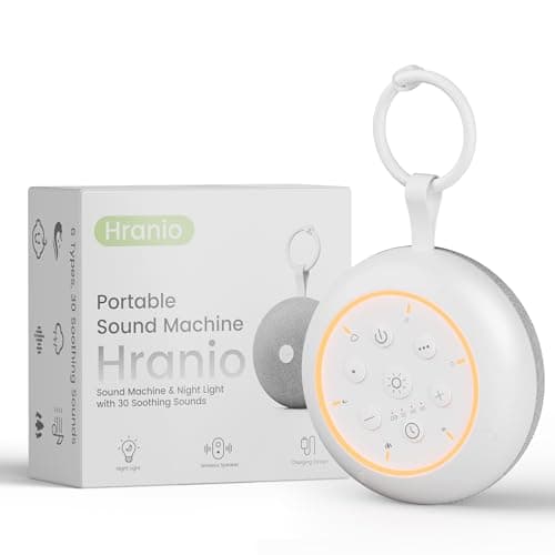 Portable White Noise Machine Baby with Bluetooth, 30 Soothing Sounds & 10 Night Light Mode, Rechargeable Baby Sound Machine with Clip for Stroller & Nursery, Timer Sleep Aid for Travel & Adults