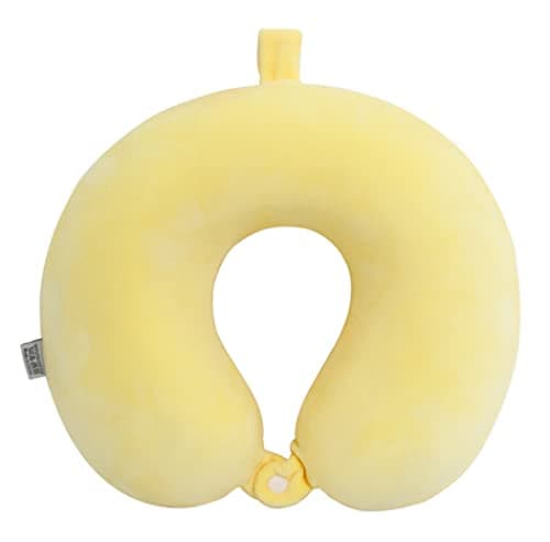 AOOPOO Comfort Memory Foam Travel Pillow Portable Head & Neck Support Cushion Neck Pillow Super Soft Flight Pillow for Camping Travelling Sleeping Resting in Car or Airplane (Yellow)